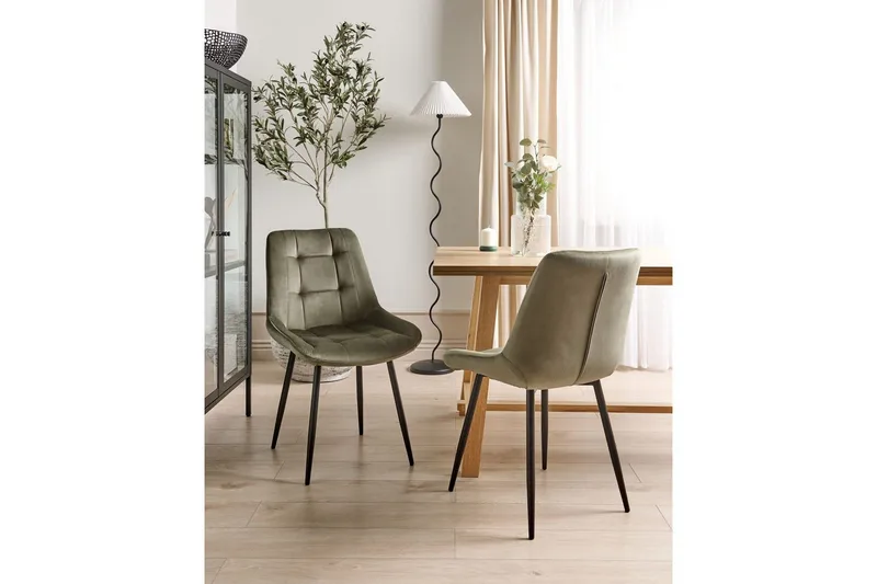 Sett med 2 spisestuestoler Melrose - Grønn, Svart, Grønn, svart - Møbler - Stoler - Spisestuestoler & kjøkkenstoler