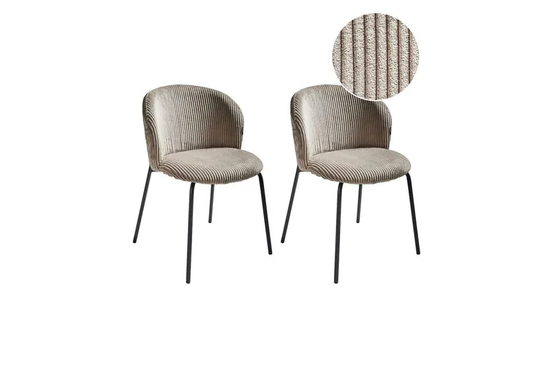 Sett med 2 spisestuestoler Miles, Beige, svart