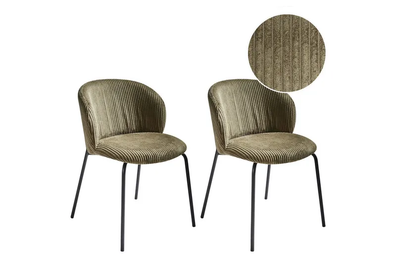 Sett med 2 spisestuestoler Miles, Grønn, svart