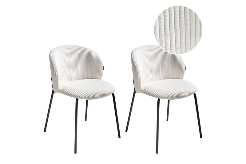 Sett med 2 spisestuestoler Miles, Hvit, Svart