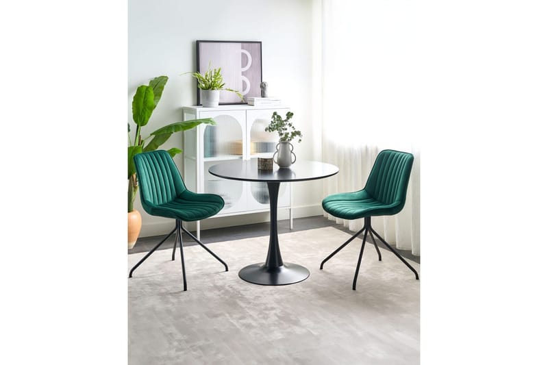 Sett med 2 spisestuestoler Navasota - Grønn, svart - Møbler - Stoler - Spisestuestoler & kjøkkenstoler