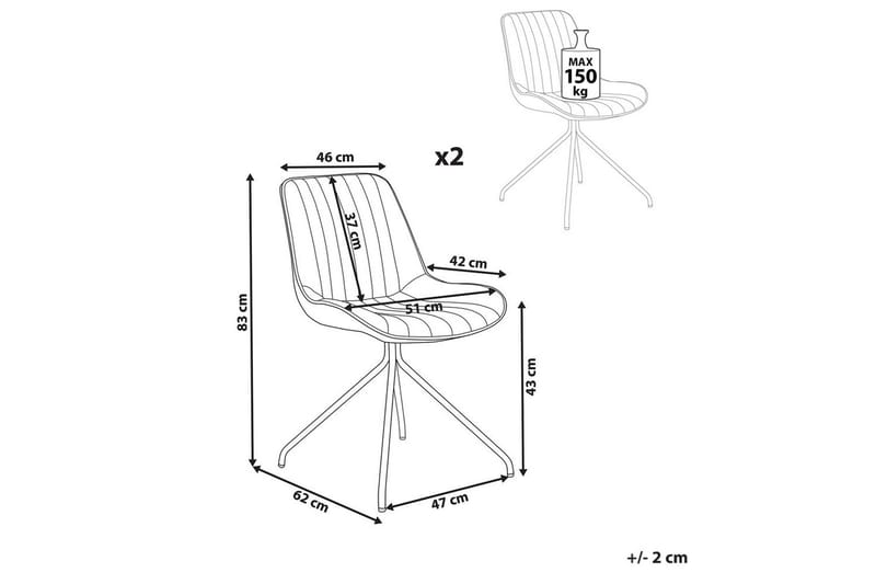 Sett med 2 spisestuestoler Navasota - Svart - Møbler - Stoler - Spisestuestoler & kjøkkenstoler