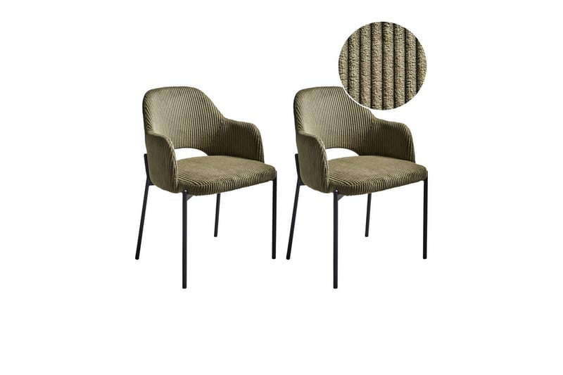 Sett med 2 spisestuestoler Raton, Grønn, svart