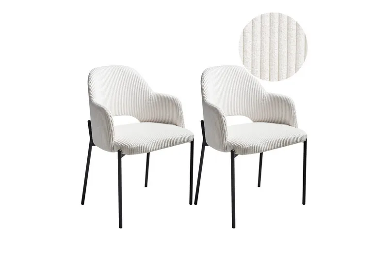 Sett med 2 spisestuestoler Raton, Hvit, Svart