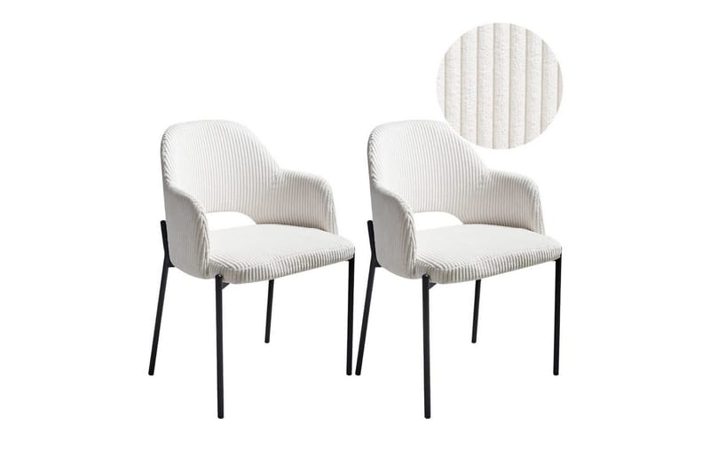 Sett med 2 spisestuestoler Raton, Hvit, Svart