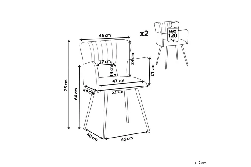 Sett med 2 spisestuestoler Sanilac - Hvit, Svart - Møbler - Stoler - Spisestuestoler & kjøkkenstoler