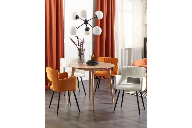 Sett med 2 spisestuestoler Sanilac - Hvit, Svart - Møbler - Stoler - Spisestuestoler & kjøkkenstoler