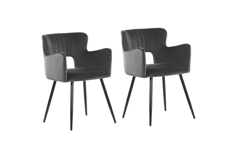 Sett med 2 spisestuestoler Sanilac, Mørkegrå, svart