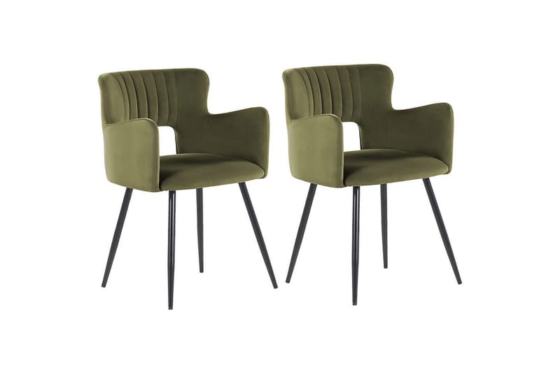 Sett med 2 spisestuestoler Sanilac, Olivengrønn, Svart