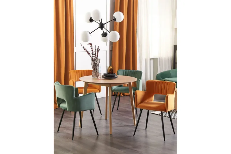 Sett med 2 spisestuestoler Sanilac - Oransje, svart - Møbler - Stoler - Spisestuestoler & kjøkkenstoler