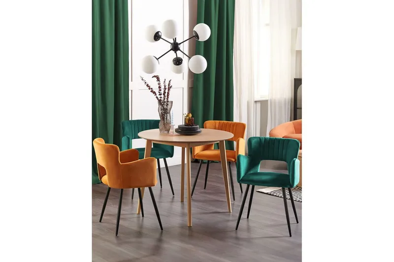 Sett med 2 spisestuestoler Sanilac - Smaragdgrønn, Svart - Møbler - Stoler - Spisestuestoler & kjøkkenstoler