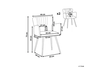Sett med 2 spisestuestoler Sanilac - Smaragdgrønn, Svart - Møbler - Stoler - Spisestuestoler & kjøkkenstoler