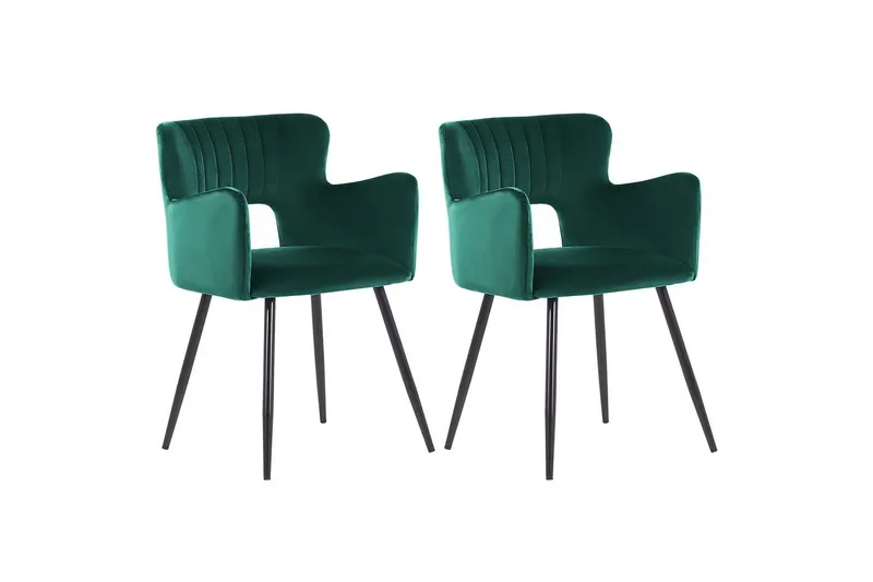 Sett med 2 spisestuestoler Sanilac, Smaragdgrønn, Svart
