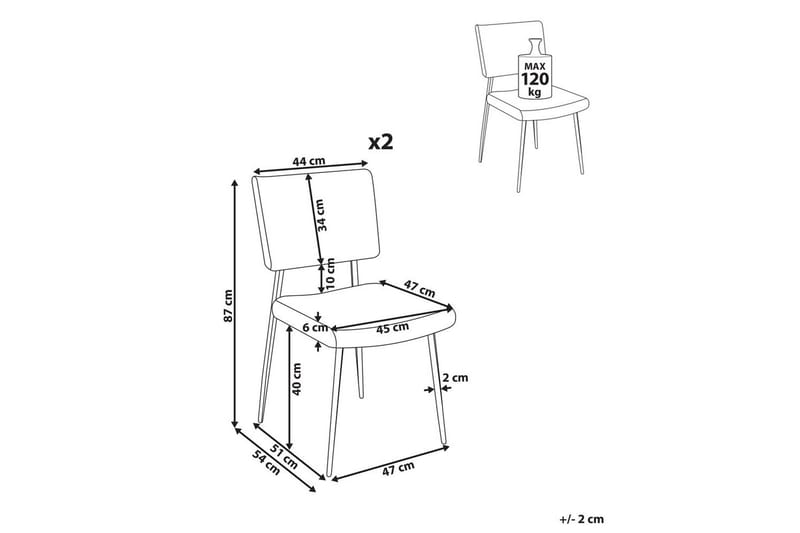 Sett med 2 spisestuestoler Sturgis - Hvit, Svart - Møbler - Stoler - Spisestuestoler & kjøkkenstoler