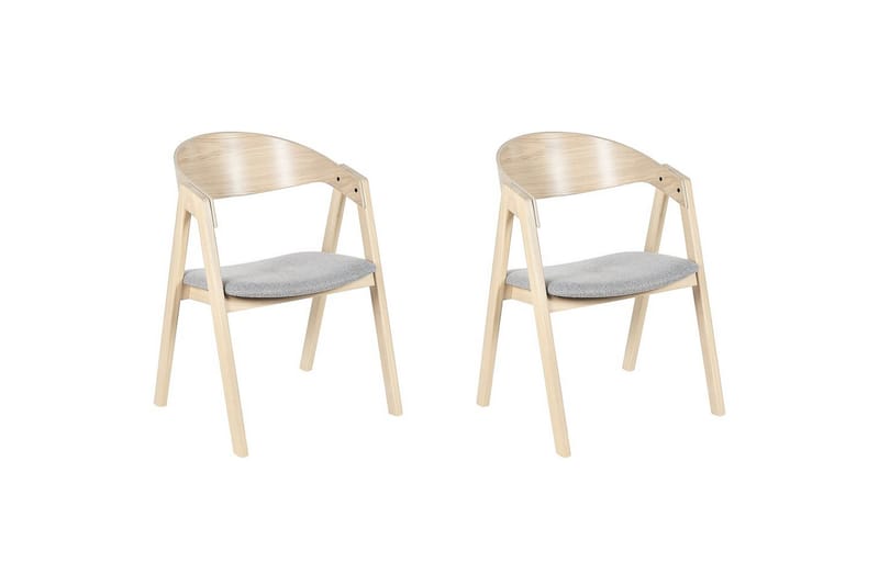 Sett med 2 spisestuestoler Yuba, Grå, lyst tre