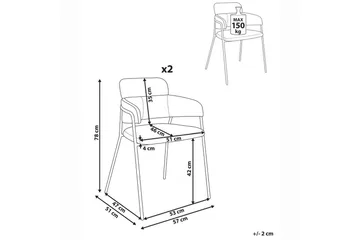 Sett med 2 spisestuestoler Paonia - Møbler - Stoler - Spisestuestoler & kjøkkenstoler