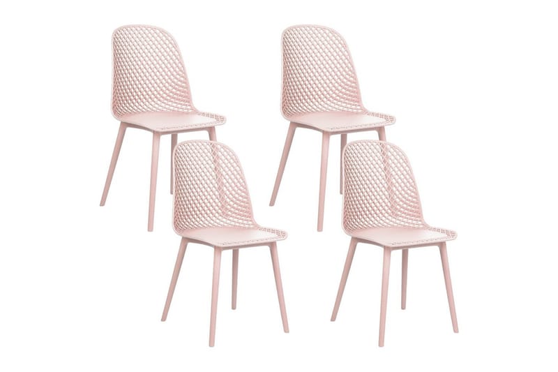 Sett med 4 spisestoler Emory, Rosa