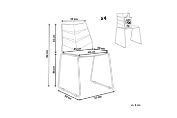 Sett med 4 spisestoler Hartley - Mørk grå, sølv - Møbler - Stoler - Spisestuestoler & kjøkkenstoler