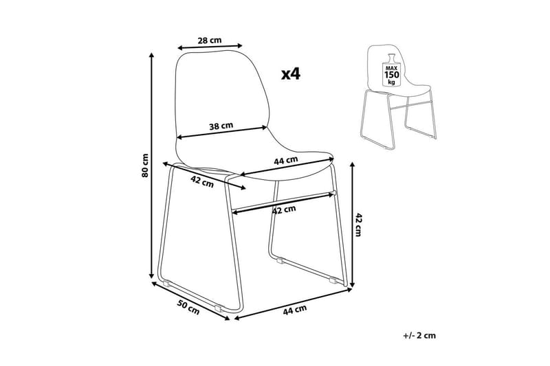 Sett med 4 spisestoler Panora - Grå - Møbler - Stoler - Spisestuestoler & kjøkkenstoler