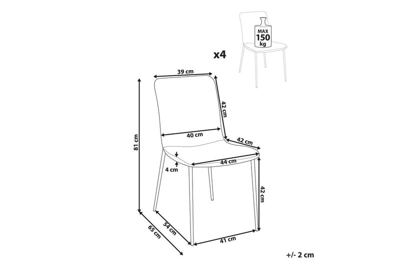 Sett med 4 spisestuestoler Glendive - Mørk blå, svart - Møbler - Stoler - Spisestuestoler & kjøkkenstoler