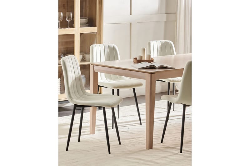 Sett med 4 spisestuestoler Kalispell - Hvit, Svart - Møbler - Stoler - Spisestuestoler & kjøkkenstoler
