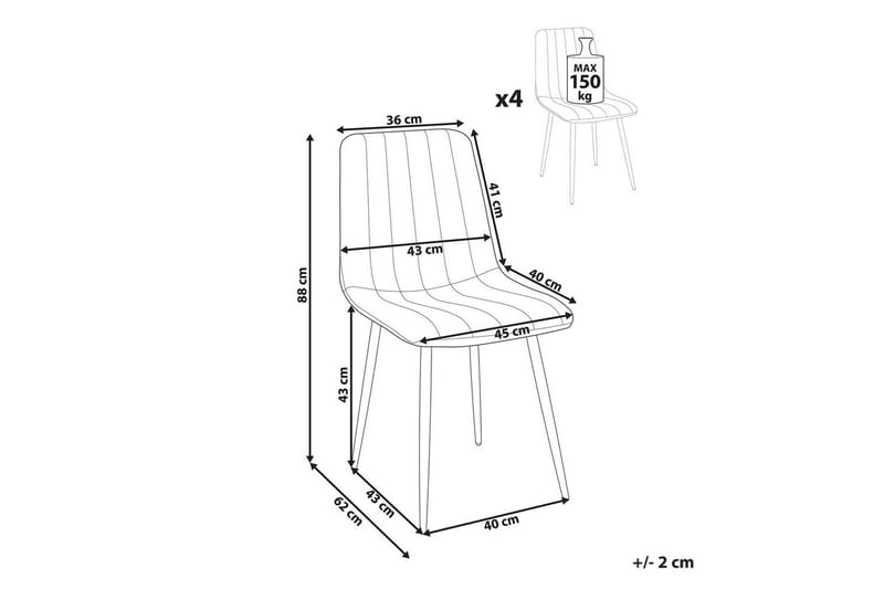 Sett med 4 spisestuestoler Kalispell - Hvit, Svart - Møbler - Stoler - Spisestuestoler & kjøkkenstoler
