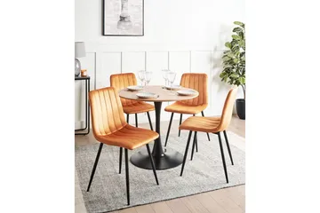 Sett med 4 spisestuestoler Kalispell - Oransje, svart - Møbler - Stoler - Spisestuestoler & kjøkkenstoler