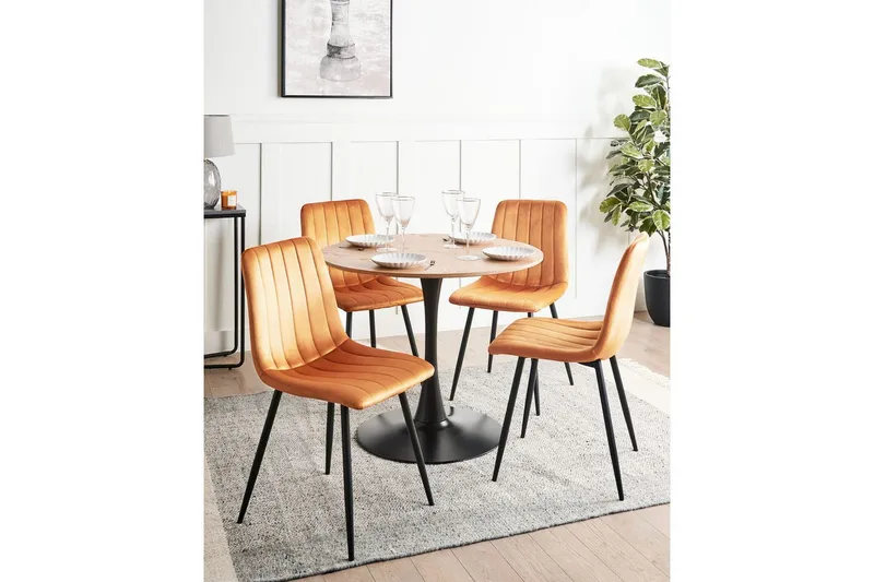 Sett med 4 spisestuestoler Kalispell - Oransje, svart - Møbler - Stoler - Spisestuestoler & kjøkkenstoler