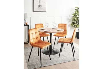 Sett med 4 spisestuestoler Powell - Oransje, svart - Møbler - Stoler - Spisestuestoler & kjøkkenstoler