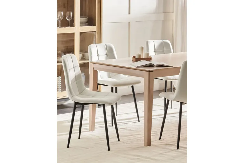 Sett med 4 spisestuestoler Powell - Hvit, Svart - Møbler - Stoler - Spisestuestoler & kjøkkenstoler