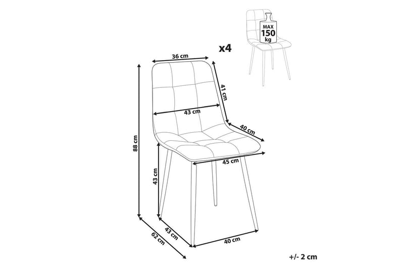 Sett med 4 spisestuestoler Powell - Grønn, Svart, Grønn, svart - Møbler - Stoler - Spisestuestoler & kjøkkenstoler