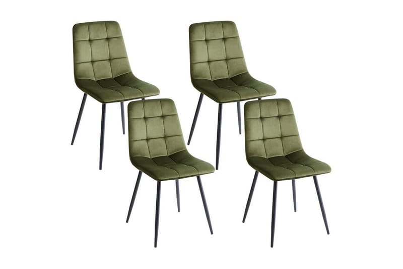 Sett med 4 spisestuestoler Powell, Grønn, Svart, Grønn, svart