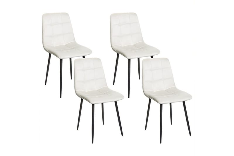 Sett med 4 spisestuestoler Powell, Hvit, Svart