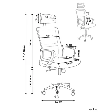 Skrivebordsstol Monarch - Grå, Hvit - Møbler - Stoler - Kontorstol & skrivebordsstol