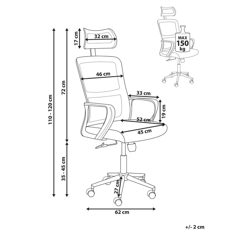 Skrivebordsstol Monarch - Grå, Hvit - Møbler - Stoler - Kontorstol & skrivebordsstol