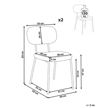 Spisestol Adair 2-pakning - Beige, svart - Møbler - Stoler - Spisestuestoler & kjøkkenstoler