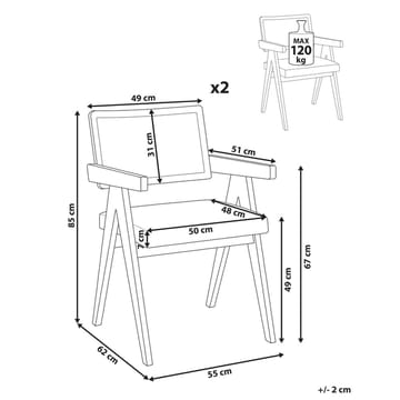 Spisestol Ava 2-pakning - Lys brun, Beige - Møbler - Stoler - Spisestuestoler & kjøkkenstoler