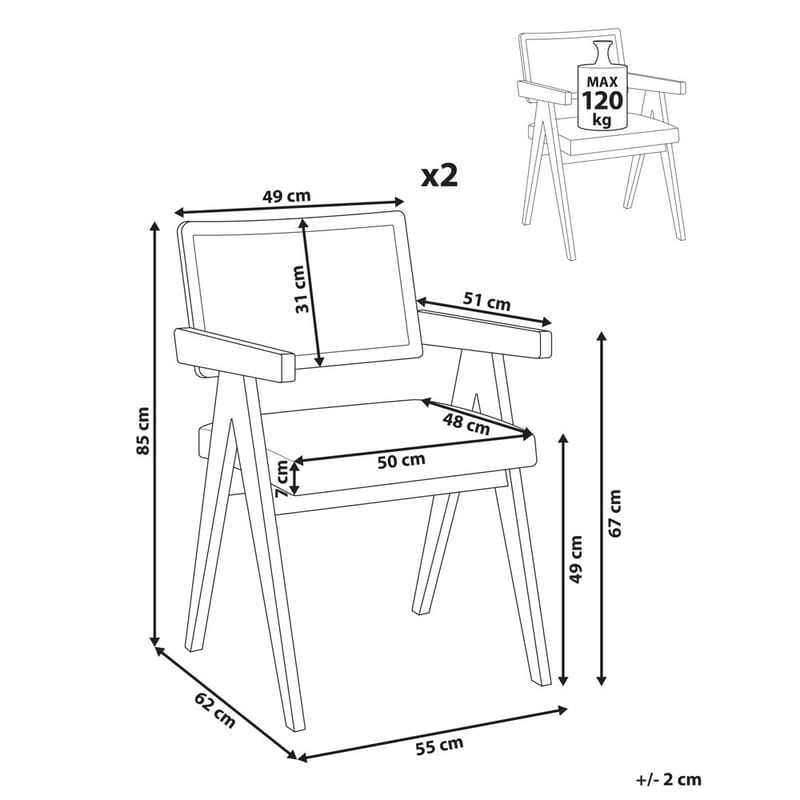 Spisestol Ava 2-pakning - Lys brun, Beige - Møbler - Stoler - Spisestuestoler & kjøkkenstoler