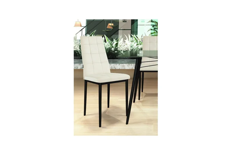 Spisestol Becca Sett med 2 Fløyel/metall, Krem - Fløyel/metall, Krem - Møbler - Stoler - Spisestuestoler & kjøkkenstoler