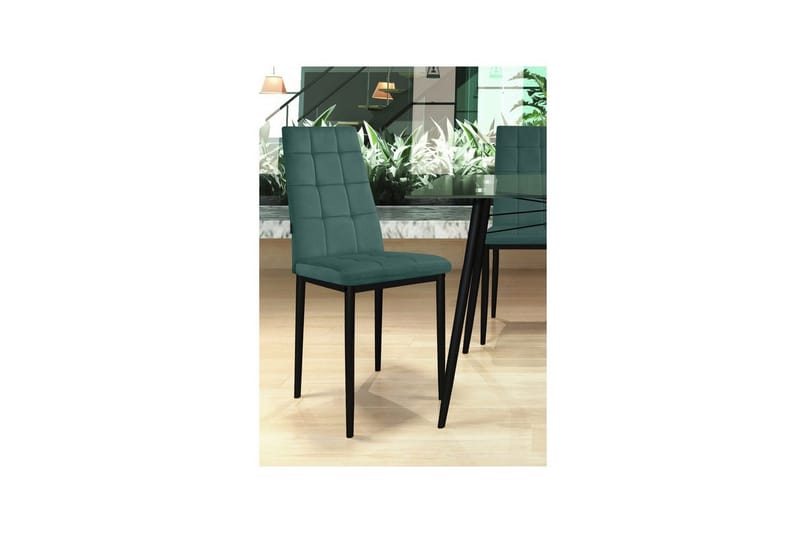 Spisestol Becca Sett med 2 Fløyel/metall, Mørk grønn - Fløyel/metall, Mørk grønn - Møbler - Stoler - Spisestuestoler & kjøkkenstoler