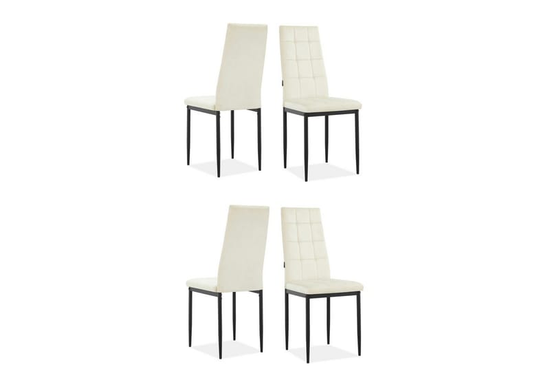 Spisestol Becca sett med 4 Fløyel/metall, Krem, Fløyel/metall, Krem