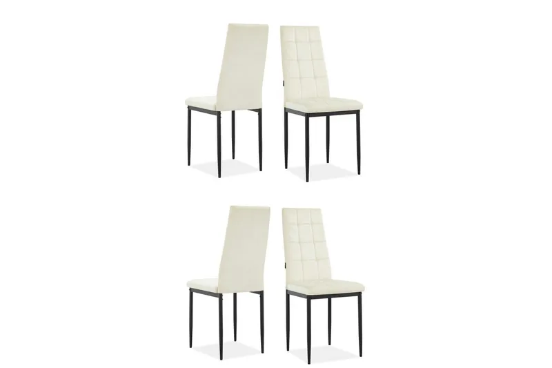 Spisestol Becca sett med 4 Fløyel/metall, Krem, Fløyel/metall, Krem