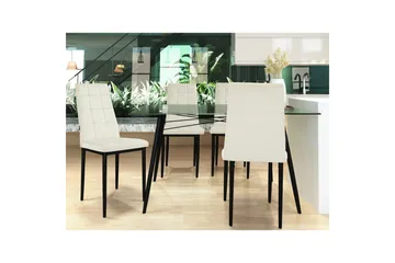 Spisestol Becca sett med 4 Fløyel/metall, Krem - Fløyel/metall, Krem - Møbler - Stoler - Spisestuestoler & kjøkkenstoler