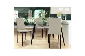 Spisestol Becca sett med 4 Stoff/metall, Krem - Stoff/metall, Krem - Møbler - Stoler - Spisestuestoler & kjøkkenstoler