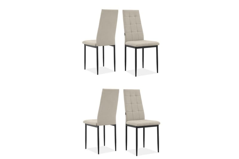 Spisestol Becca sett med 4 Stoff/metall, Krem, Stoff/metall, Krem