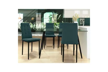 Spisestol Becca sett med 4 Stoff/metall, Mørk grønn - Stoff/metall, Mørk grønn - Møbler - Stoler - Spisestuestoler & kjøkkenstoler
