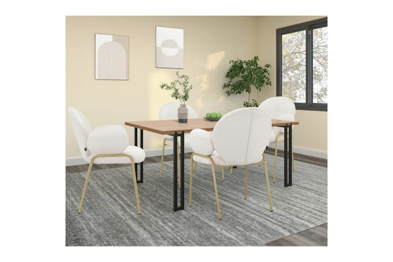 Spisestol Iwama Sett med 2 Kremfløyel - Kremfløyel - Møbler - Stoler - Spisestuestoler & kjøkkenstoler