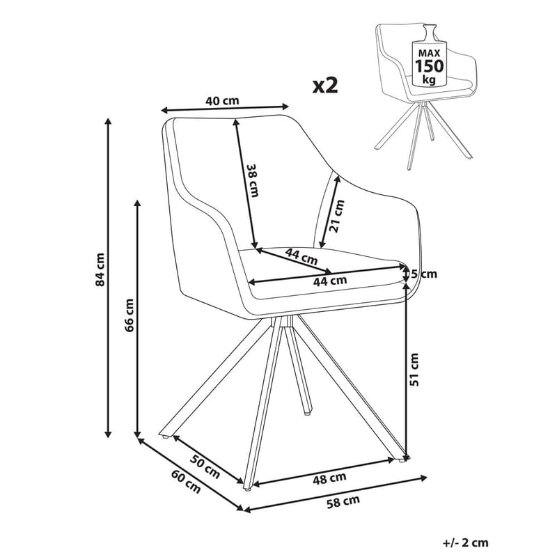 Spisestol Lithia 2-pakning - Møbler - Stoler - Spisestuestoler & kjøkkenstoler