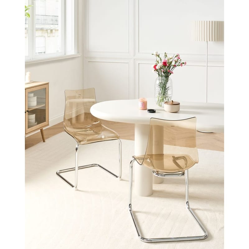 Spisestol Marshall 2-pakning - Transparent, Oransje, Sølv - Møbler - Stoler - Spisestuestoler & kjøkkenstoler