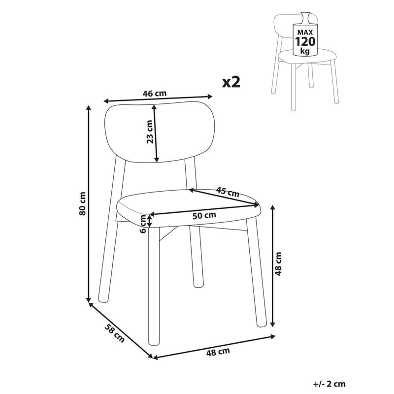 Spisestol Mills 2-pakning - Brun, Beige - Møbler - Stoler - Spisestuestoler & kjøkkenstoler